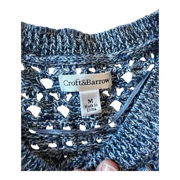 Croft & Barrow Fishnet Pullover Sweater – Navy and White (Size Small) - Picture 7 of 7